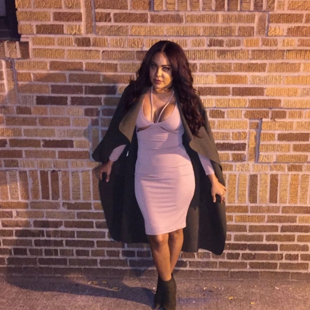 Khaki long sleve body con dress with peek a boo de